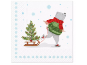 Skating Bear Serviettes / Napkins (33 x 33cm / 13 x 13") x 20